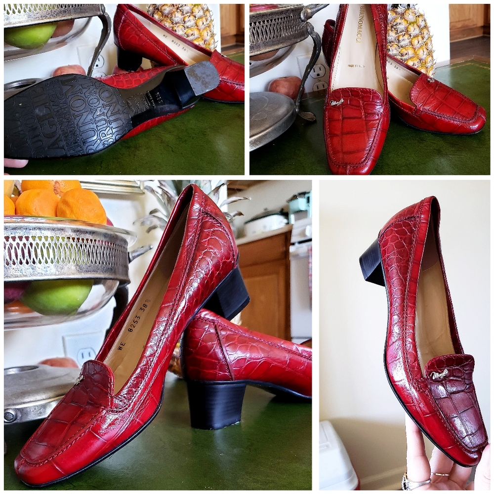 NWOT Brunomagli ruby red crocodile pumps - Picture 1 of 15